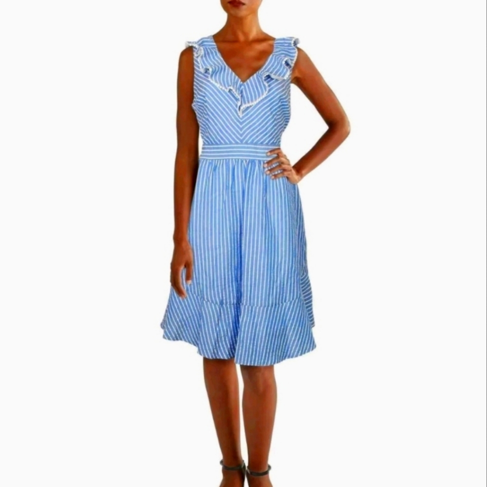 Julia Jordan Blue/White Striped Dress Size 14